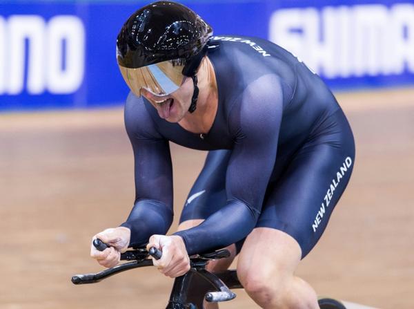 Simon Van Velthooven in action near the finish of the men's 1km Time Trial 